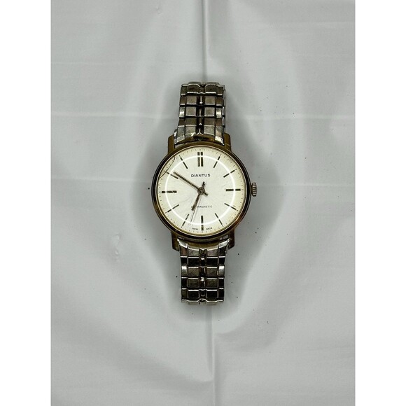 Vintage Swiss Made Watch Diantus Antimagnetic Stainless Steel Band 1960s VTG - Picture 2 of 6